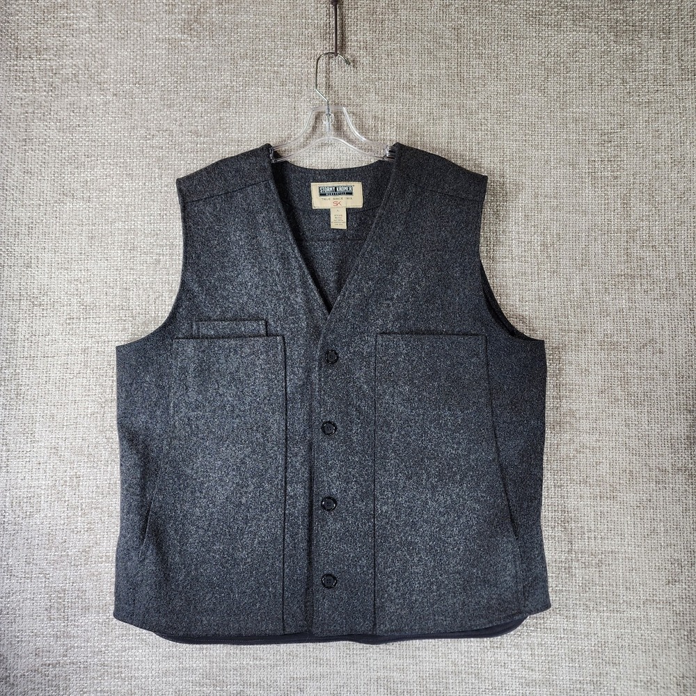 Stormy Kromer‎ 100% Wool Button Vest Charcoal Gray Men XL USA Mackinaw Style